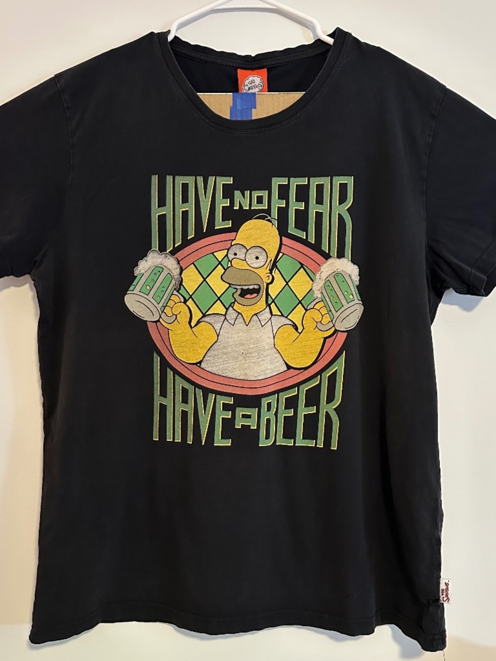 Homer Simpson Have No Fear Have A Bear Graphic Tee XXL Black Y2K Short Sleeve